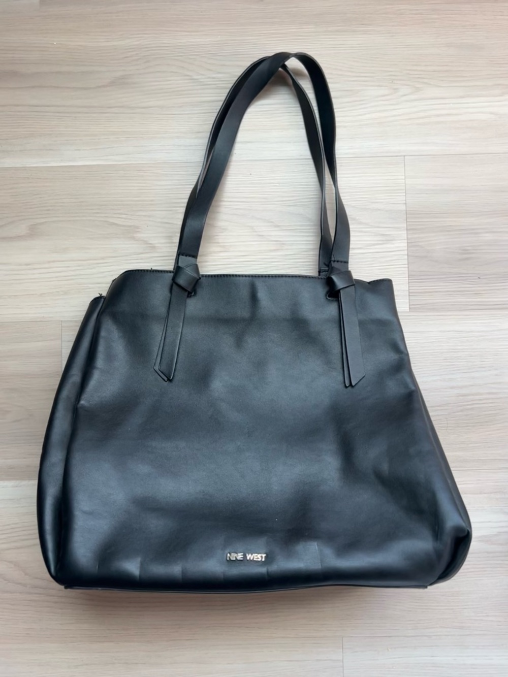 Nine West Black Leather Tote Shoulder Bag